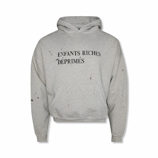 Distressed Logo Print Hoodie