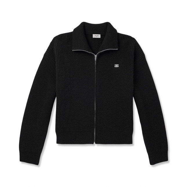 Ribbed Wool Cardigan Black