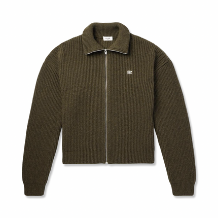 Ribbed Wool Cardigan Brown