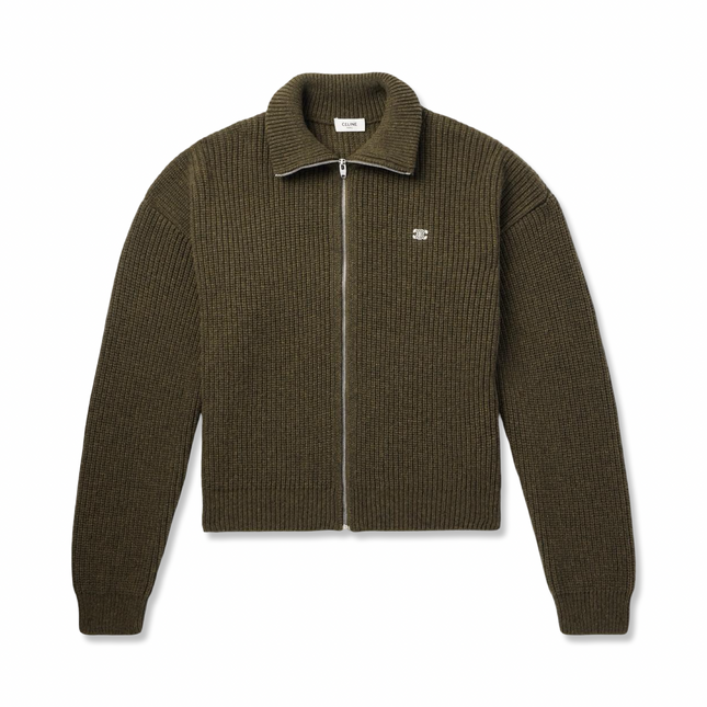 Ribbed Wool Cardigan Brown